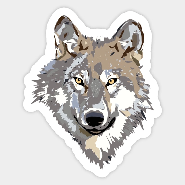 Cute Wolf Illustrated Animal Face Sticker by Nirvanibex